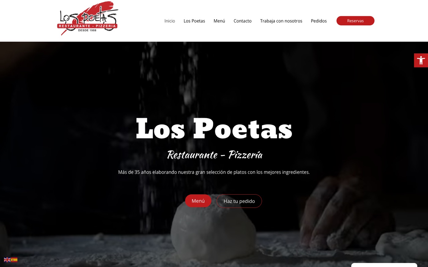 Captura de la web de Pizzería Los Poetas